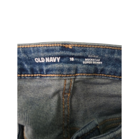 Old Navy Women's Rockstar Distressed Super Skinny Jeans Mid Rise Size 18‎ Denim - Picture 6 of 12